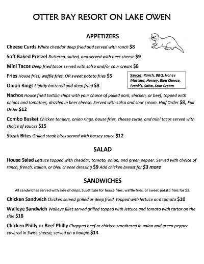 Otter Bay Bar & Grill Menu