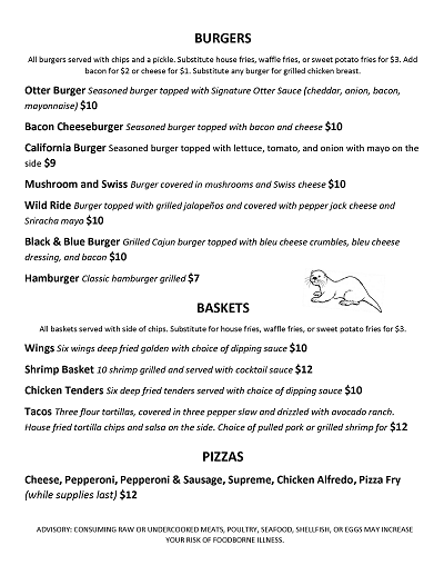 Otter Bay Bar & Grill Menu